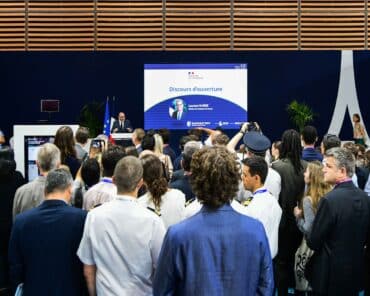 Laurent Nunez, le ministre de l'Intérieur, lors de sa visite au salon Eurosatory à Villepinte en juin 2026